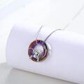 wholesale 925 Sterling Silver Rainbow Crystal Highland Cow Pendant Necklace-0-1