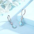 wholesale 925 Sterling Silver Larimar Teardrop Dangle Huggie Earrings with CZ Accents - 925 Sterling Silver Jewelry for Women and Girls (S9025)-0-2