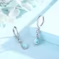 wholesale 925 Sterling Silver Larimar Teardrop Dangle Huggie Earrings Wholesale with CZ Accents - 925 Sterling Silver Jewelry for Women and Girls (S9025)-0-2