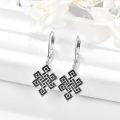 wholesale 925 Sterling Silver Celtic Knot Drop Earrings Black Enamel Hypoallergenic  for Women Girls 2 Long-0-4