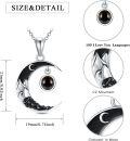 wholesale 925 Sterling Silver Crescent Moon with Black Onyx Stone Pendant Necklace - Gothic Style (45cm)-0-1