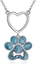 wholesale 925 Sterling Silver Turquoise Heart & Paw Print Pendant Necklace for Dog Lovers-0-0