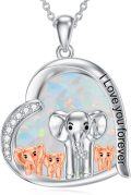 wholesale 925 Sterling Silver Elephant Family Pendant Necklace with 1-5 Cubs Mothers Day Gifts for Women-0-0