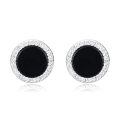 wholesale 925 Sterling Silver Black Onyx Braided Round Stud Earrings Hypoallergenic for Men & Women-0-0