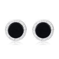 wholesale 925 Sterling Silver Black Onyx Braided Round Stud Earrings Hypoallergenic for Men & Women-D