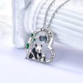 wholesale 925 Sterling Silver 925 Panda Heart Projection I love you forever Pendant Necklaces Gifts for Women-0-1