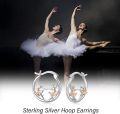 wholesale 925 Sterling Silver Rose Gold Ballet Dancer Ballerina Huggie Hoop Earrings for Sensitive Ears-0-5