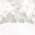 wholesale 925 Sterling Silver Starfish Stud Earrings with Blue Stone and Gold Accents-0-4