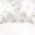 wholesale 925 Sterling Silver Starfish Stud Earrings Wholesale with Blue Stone and Gold Accents-0-4