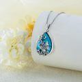 wholesale 925 Sterling Silver Teardrop Blue Stone Butterfly & Dragonfly Pendant Necklace for Women's Gifts-0-2