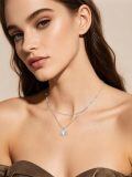 wholesale 925 Sterling Silver Lotus Moonstone Pendant Necklace Cubic Zirconia Beaded Layered Chain For Women-0-1