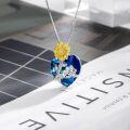wholesale 925 Sterling Silver Metal Sunflower Koala Blue Crystal Heart Pendant Necklaces for Women Girls Valentines Gift Ideas-0-2