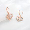 wholesale Rose Gold 925 Sterling Silver Heart with Cross Dangle Leverback Earrings for Women-0-1