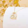 wholesale 14K Gold Ballet Dancer Heart-Shaped Pendant Necklace with Diamonds for Women and Moms-0-3