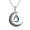 wholesale 925 Sterling Silver Crescent Moon with Amethyst Pendant Necklaces for Women s 45cm Chain Length-0-16