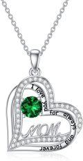 wholesale 925 Sterling Silver & Birthstone Mom Heart Pendant Necklace - I Love You Always Forever Gift for Mother Wife Grandma-0-0