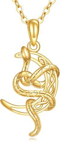 wholesale 14K Solid Snake Charm Pendant Necklace - Mothers Day Gifts-Snake