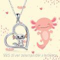 wholesale 925 Sterling Silver Heart-Shaped Axolotl Charm Necklace - Adorable Animal Jewelry for Women and Girls-0-5