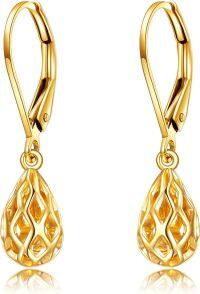 wholesale 14K Gold Teardrop Filigree Drop Earrings with Leverbacks - Elegant Fine  for Women-Teardrop Earrings