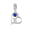 wholesale 925 Sterling Silver Blue Sapphire Moon Heart Cow Charm Pendant-0-13