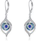 wholesale 925 Sterling Silver Blue Crystal Evil Eye Drop Earrings for Women and Teenage Girls-0-0