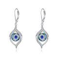 wholesale 925 Sterling Silver Blue Crystal Evil Eye Drop Earrings for Women and Teenage Girls-0-0