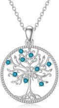 wholesale 925 Sterling Silver Blue Crystal Tree of Life Pendant Necklace s for Women-0-0