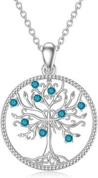 wholesale 925 Sterling Silver Blue Crystal Tree of Life Pendant Necklace s for Women-Tree of Life-5