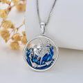 wholesale 925 Sterling Silver Marlin Fish Pendant Necklace with Blue Enamel Wave Design Gift for Women and Girls-0-4