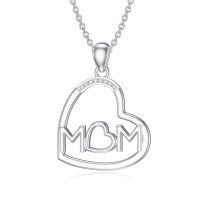 wholesale 925 Sterling Silver Mom Pendant With Heart And Zircon Details-B