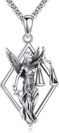 wholesale 925 Sterling Silver Lady Justice Scale Pendant Necklace for Lawyers and Attorneys-Retro