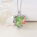 wholesale 925 Sterling Silver Green Peridot & Rose Gold Flower Pendant Necklace-0-3