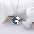 wholesale 925 Sterling Silver Turquoise World Map Pendant Necklace for Women Traveler's Gift-0-1