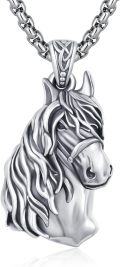 wholesale 925 Sterling Silver Horse Head Pendant Necklace - Equestrian s for Her-0-0