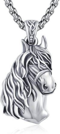wholesale 925 Sterling Silver Horse Head Pendant Necklace - Equestrian s for Her-Viking Horse Necklace
