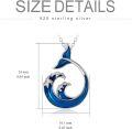 wholesale 925 Sterling Silver Blue Enamel Whale Tail & Ocean Wave Necklace for Women-0-5