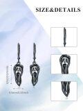 wholesale 925 Sterling Silver Scream Face Halloween Dangle Earrings Gothic Gift for Her-0-4