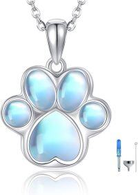 wholesale 925 Sterling Silver Paw Print Moonstone Urn Necklace for Ashes for Women Trendy Cremation Jewelry Memorial Gift for Pet Owner-Paw
