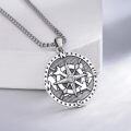 wholesale 925 Sterling Silver Nautical Compass Pendant Necklace  with Dolphins and Seaweed Design-0-2