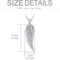 wholesale S925 Sterling Silver White Gold 0.05ct Diamond Angel Wing Pendant Necklace for Women-0-4