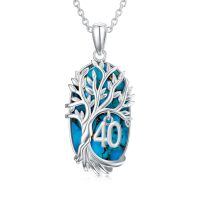 TOUPOP Sterling Silver Turquoise Tree Of Life Pendant Necklace Gift-undefined