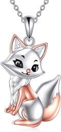 wholesale 925 Sterling Silver Cute Fox Cartoon Pendant Necklace for Women Gifts-0-1