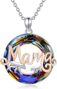 wholesale 925 Sterling Silver Rainbow Crystal Mama Bear Pendant Necklace for Women - Mother's Day Gift-bear 4