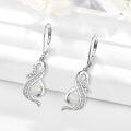 wholesale 925 Sterling Silver Heart Shape Opal And Crystal Dangle Earrings Wholesale With Lever Back-0-1