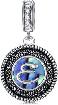 wholesale 925 Sterling Silver Abalone Shell Alphabet Charms A Z for Jewelry-E