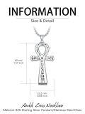 TOUPOP 925 Sterling Silver Ankh Cross Pendant Egyptian Protection Jewelry Gift-0-1