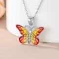 wholesale 925 Sterling Silver Purple & Yellow Enamel Butterfly Pendant Necklace for Women Gifts-0-7