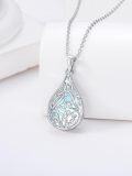 wholesale 925 Sterling Silver Blue Moonstone Teardrop Filigree Pendant Necklace-0-3