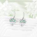 wholesale 925 Sterling Silver Heart-Shaped Emerald Tree of Life Dangle Drop Earrings -0-3