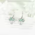 wholesale 925 Sterling Silver Heart-Shaped Emerald Tree of Life Dangle Drop Earrings Wholesale -0-3